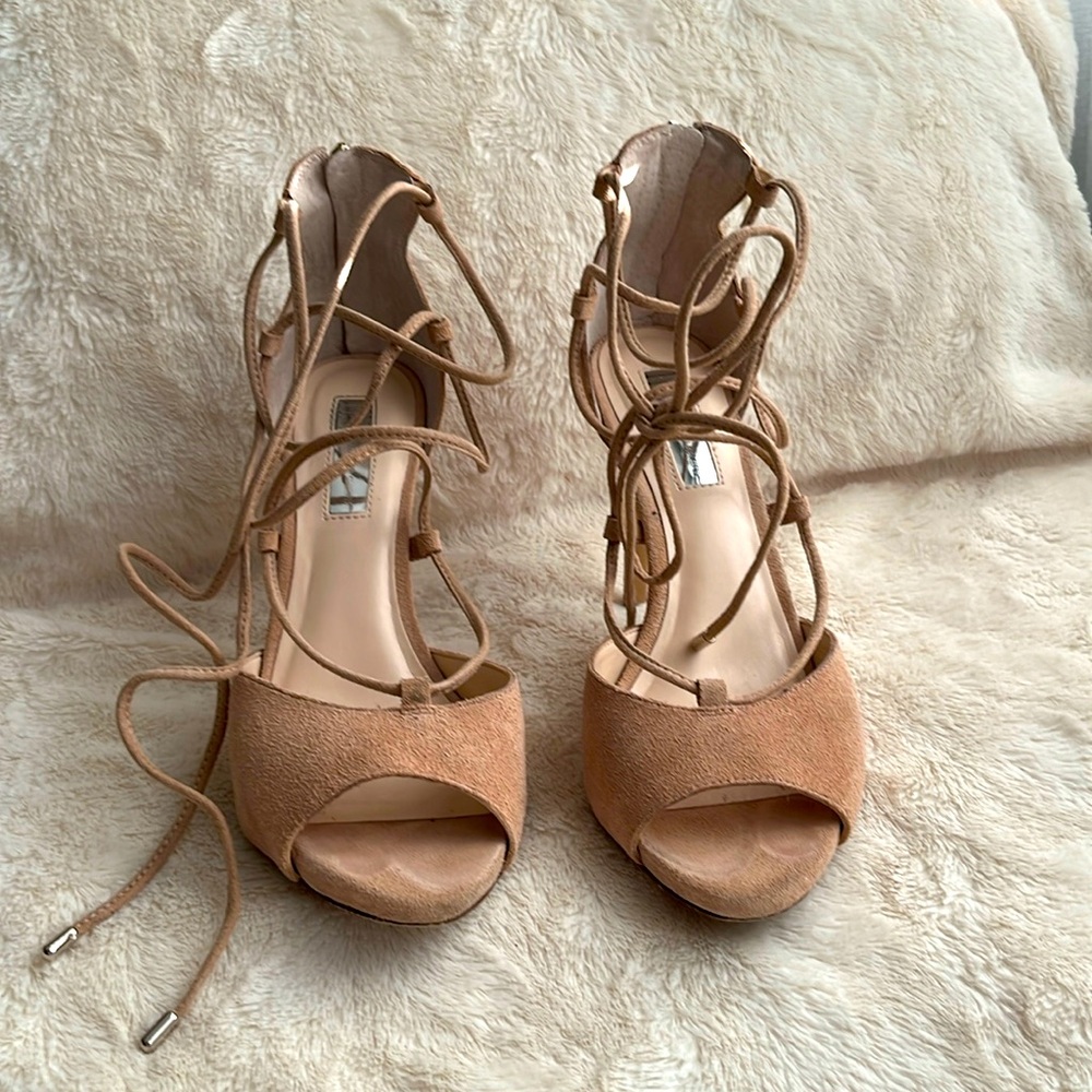 INC Beige Suede 4” Strappy Heel 8M